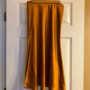 Rust Colored silk midi skirt